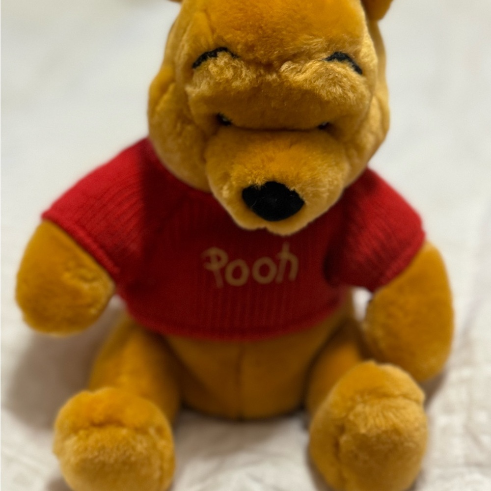 Vintage Disney Winnie the Pooh Plush Toy - Red and Gold